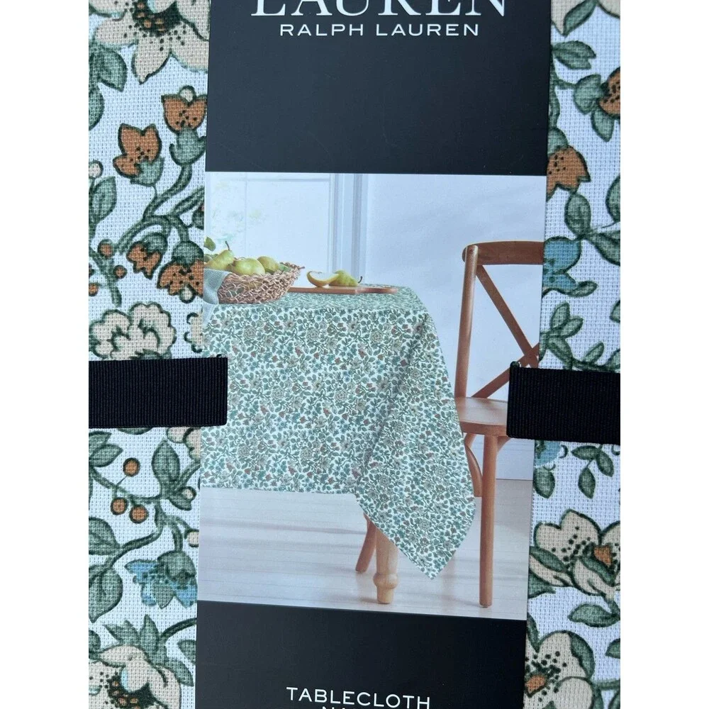 Ralph Lauren Tablecloth Off White Floral 100% Cotton 60 X 120 Spring Multicolor